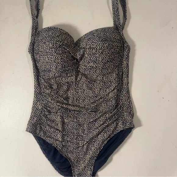 NIP TUCK Nautical Foil Joanne One Piece Multi-Cup Swimsuit Size 10 Navy & Gold - Picture 3 of 8